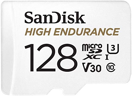 SanDisk High Endurance microSD Karte 128GB (für Dashcams und Heimüberwachungssysteme, hohe Belastbarkeit und Haltbarkeit, Full HD-Videos aufnehmen)