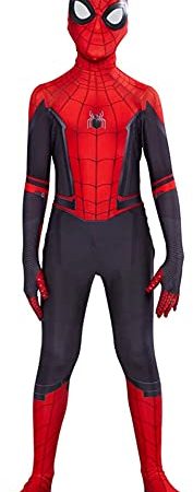 Waeihh Kids Spiderman Kostüme 3D Anime Anzugfür Kinder Zubehör Party Halloween Karneval Cosplay Superheld Spandex Lycra Jumpsuit (110~120CM,Red)