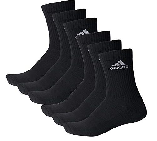 adidas 6 Paar Performance CUSHIONED CREW 3p Tennissocken Sportspocken Unisex, Farbe:Black, Socken & Strümpfe:43-45