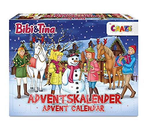 CRAZE Adventskalender BIBI UND TINA Spielzeug Kalender für Mädchen B&T Weihnachtskalender 2021 Spielfiguren pferdefiguren Tolle Überraschungen 33340