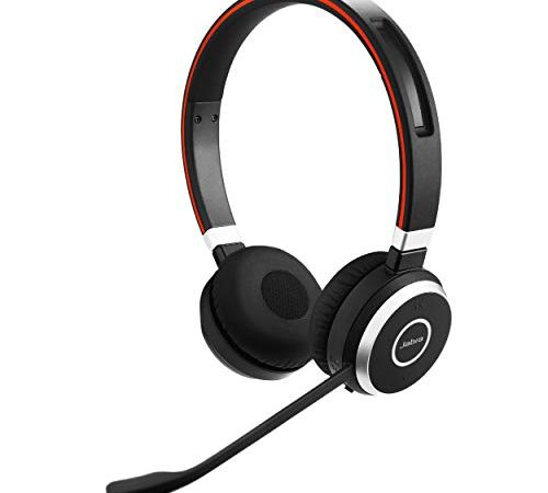 Jabra Evolve 65 Wireless Stereo On-Ear Headset - Microsoft zertifizierte Kopfhörer mit langer Akkulaufzeit - USB Bluetooth Adapter - Schwarz