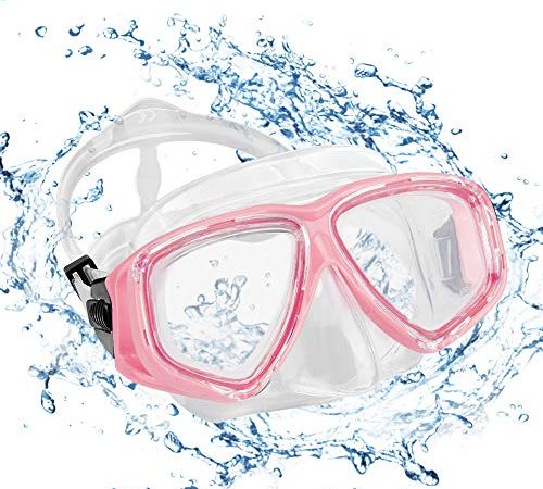 KOROSTRO Taucherbrille Erwachsene, Anti-Fog Schnorchelbrille Schwimmbrille Tauchmaske, Wasserdicht, Lecksicher, UV Schutz, Verstellbares Silikonband, Schnorcheln Enthusiasten Beste Wahl - Pink