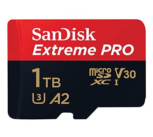 SanDisk Extreme PRO microSDXC UHS-I Speicherkarte 1 TB + Adapter & RescuePRO Deluxe (Für Smartphones, Actionkameras oder Drohnen, A2, Class 10, V30, U3, 200 MB/s Übertragung)