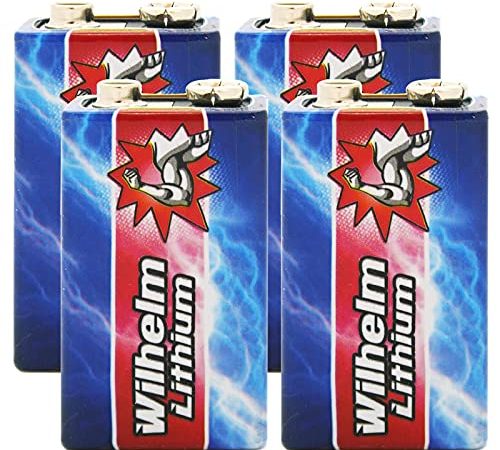 4 x Wilhelm Lithium 9V Block Batterie Rauchmelder 6LR61 9 Volt Batterien