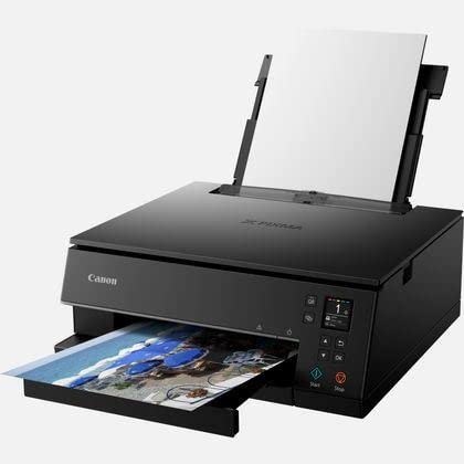 Canon PIXMA TS6350a Drucker Farbtintenstrahl Multifunktionsgerät DIN A4 (Fotodrucker, Scanner, Kopierer, OLED, 4.800x1.200 dpi, USB, WLAN, AirPrint, 5 Tinten, Duplexdruck, 2 Papierzuführungen) schwarz