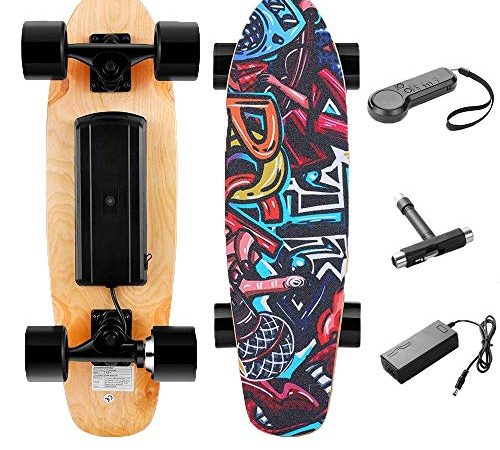 Casulo E-Skateboards 350W Elektrisches Skateboard mit Fernbedienung, Höchstgeschwindigkeit 20 km/h für Kinder, Jugendliche und Erwachsene (Schwarz)