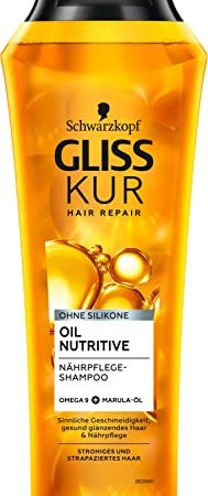 Gliss Kur Shampoo Oil Nutritive (250 ml), Haarshampoo bietet intensive Nährpflege für strohiges, strapaziertes Haar, Pflegeshampoo verleiht gesunden Glanz