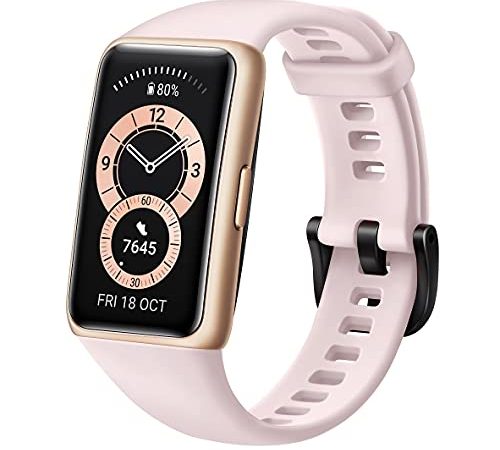 HUAWEI Band 6, 1,47 Zoll OLED-Display, 96 Trainingsmodi, bis zu 2 Wochen Akkulaufzeit, Proaktives Gesundheits-Monitoring, 5ATM, SpO2-Sensor, Herzfrequenzmessung, Sakura Pink, - 30 Monate Garantie -