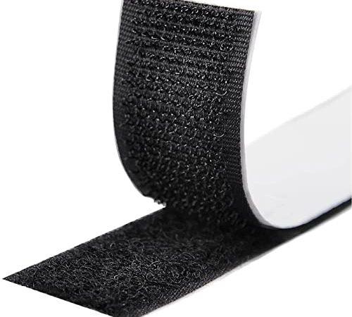 Klettband Selbstklebend 8M Extra Stark,Doppelseitig Klebende mit Klettverschluss 20mm Breit Selbstklebendes Klebepad mit Flauschband und Hakenband (Schwarz)