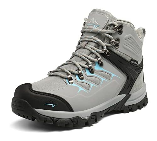 NORTIV 8 Damen Trekkingschuhe Wanderschuhe, Damen Stiefel, Atmungsaktiv Outdoorschuhe, wasserdichte und rutschfeste HikingschuheGrau SNHB2211W-E Größe 39 (EUR)