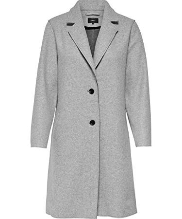 ONLY Damen Klassischer Mantel Elegant Coat Fleecejacke ONLCARRIE Bounded Cardigan mit Knopfleiste, Farben:Hellgrau, Größe:M