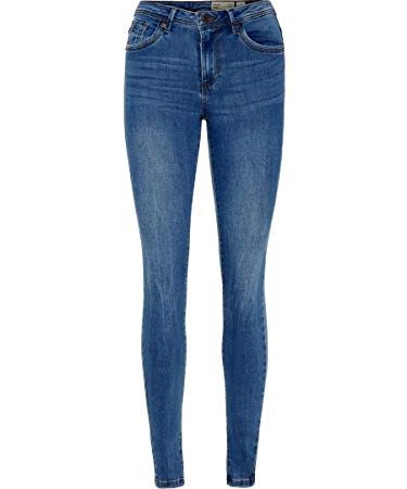 VERO MODA Damen Jeans Hose VMTanya Piping 10222531 medium Blue Denim M/30