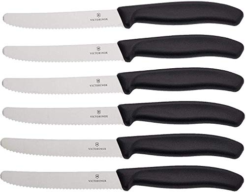 Victorinox 6 Stück Tafelmesser Brotzeitmesser Swiss Classic (Schwarz, One Size)