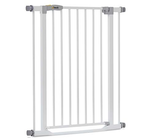 Hauck Treppenschutzgitter / Türschutzgitter Clear Step Gate, für Breiten 75 - 80 cm, Ultra Flache Schwelle, ohne Bohren, Einhändiges Öffnen, Beidseitig Schwenkbar, Metall, Weiß