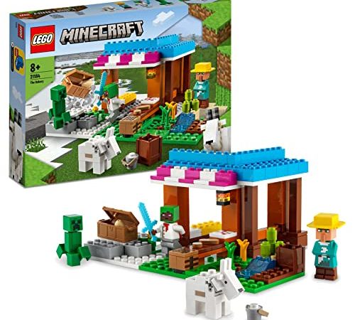 LEGO 21184 Minecraft Die Bäckerei modulares Spielzeug-Set mit Creeper- und Ziege-Figur, Konstruktionsspielzeug für Kinder ab 8 Jahre