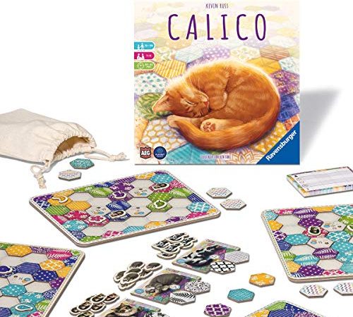 Ravensburger 27038 - Calico, Abwechslungsreiches Legespiel für Erwachsene, Kinder und Katzen Fans ab 10 Jahren, Ideal für Spieleabende für 1-4 Spieler