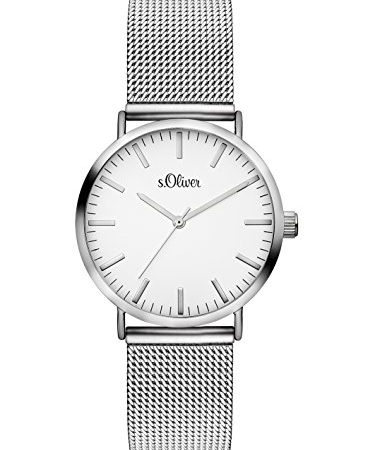 s.Oliver Damen Analog Quarz Armbanduhr mit Edelstahlarmband SO-3270-MQ