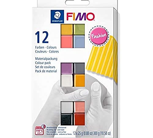 Staedtler 8023 C12-5 FIMO soft ofenhärtende Modelliermasse. Kartonetui mit 12 sortierten Fashion-Farben.