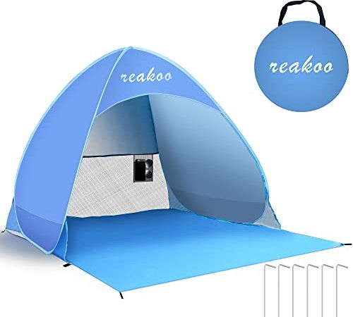 Strandmuschel Pop Up, Tragbar Extra Light Pop Up Zelt, Automatisches Strandzelt, 50+ UV Schutz Sonnenschutz Windschutz Campingzelt für Familien Strand Camping, Wanderausflug, Garten