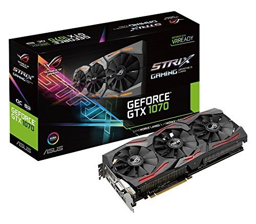 Asus ROG Strix GeForce GTX1070-O8G Gaming Grafikkarte (Nvidia, PCIe 3.0, 8GB GDDR5 Speicher, HDMI, DVI, DisplayPort) (Generalüberholt)