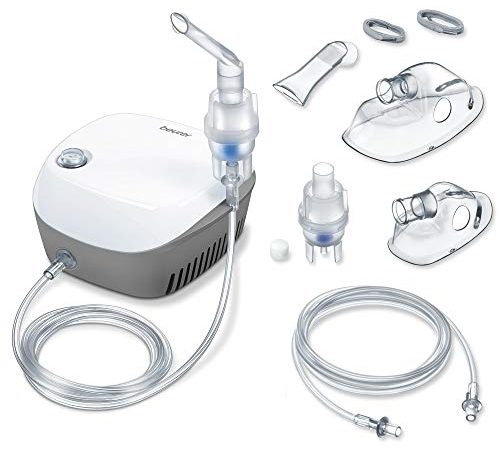 Beurer IH 18 Inhalator mit Kompressor-Drucklufttechnologie zur Behandlung der oberen und unteren Atemwege, für Erwachsene und Kinder geeignet, Weiß