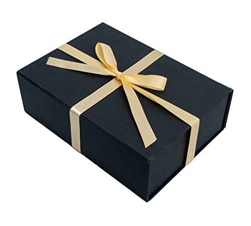 Geschenkboxen mit Band und Deckel,20x18x8cm,Schwarze Geschenkbox,Weihnachten faltende magnetische Verschluss Geschenkbox für alle Gelegenheiten