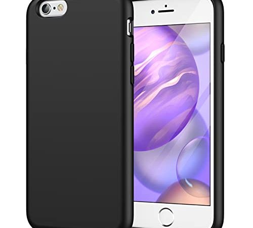 JETech Silikon Hülle für iPhone 6s/6 4,7 Zoll, Seidigem Ganzkörper Schutzhülle Case Cover, Stoßfeste Abdeckung mit Mikrofaserfutter (Schwarz)