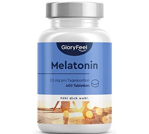 Melatonin hochdosiert - 400 Tabletten (13 Monate) - 0,5 mg bioaktives Melatonin pro Tagesdosis - 100% vegan, laborgeprüft und ohne unerwünschte Zusätze in Deutschland hergestellt