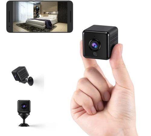 4K Mini Kamera Überwachungskamera innen WLAN Kamera Live Übertragung Handy APP WiFi IP Kamera Indoor mit Akku Kompakte Kleine Sicherheitskamera mit Bewegungsmelder Nachtsicht für Haustier Baby Alten