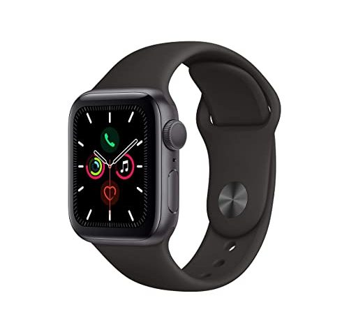 Apple Watch Series 5 40 mm (GPS) - Aluminiumgehäuse Space Grau Schwarz Sportarmband (Generalüberholt)