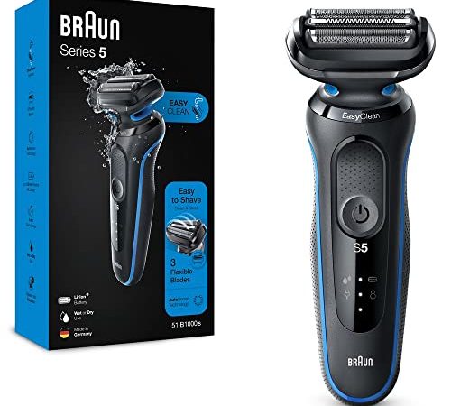 Braun Series 5 Rasierer für Herren, Elektrorasierer, EasyClean, Wet & Dry, wiederaufladbar & kabellos, Valentinstagsgeschenk für Ihn, 51-B1000s, blau