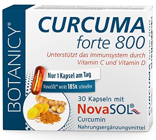 CURCUMA FORTE 800 mit flüssigem Mizell-Curcumin ohne Piperin, hochdosiertes Kurkuma für die tägliche Einnahme, Kapsel entspricht 7.400 mg Kurkuma-Pulver (30 Kapseln, Monatspack)