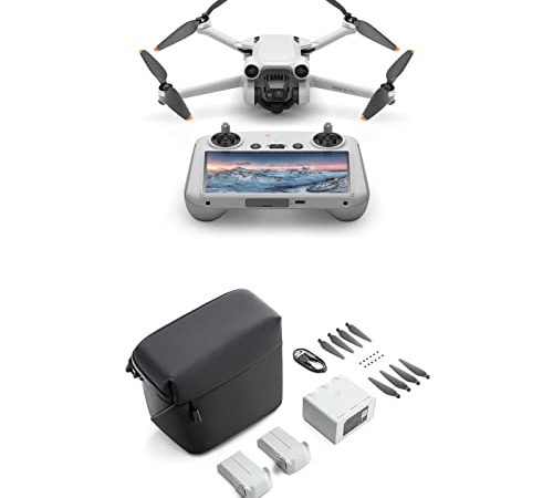 DJI Mini 3 Pro mit DJI Remote Control :Leichte und faltbare Kameradrohne mit 4K/60fps Videos & Mini 3 Pro Fly More Set, enthält zwei Intelligent Flight Batteries, eine Zwei-Wege-Ladestation