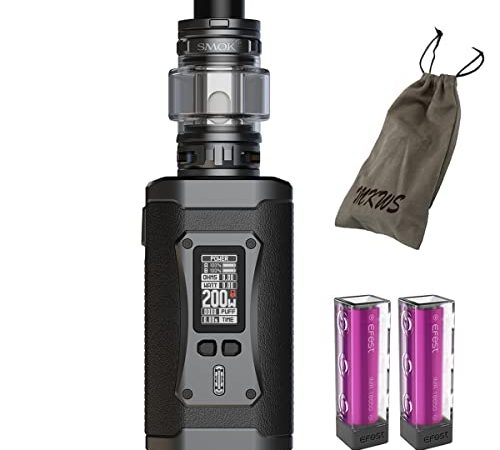 E Zigarette, Smok 230W MORPH 2 KIT mit 7,5 ml TFV18 Verdampfer Tank und 2 * wiederaufladbaren Efest-Batterien Touchscreen Shisha Starter Set, Ohne E-Liquid, Ohne Nikotin (Schwarz)