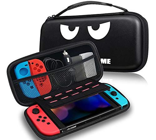 Fintie Tasche für Nintendo Switch/Switch OLED Modell - Tragetasche Aufbewahrungstasche Hülle Case mit 10 Spielkartenhaltern und Haltegurt für Nintendo Switch Konsole und Zubehör, Don't Touch