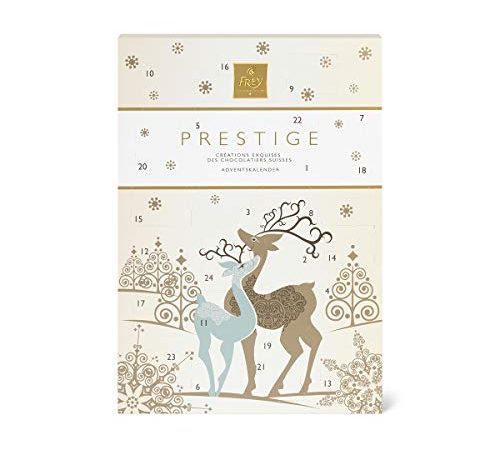 Frey Adventskalender Pralinés Prestige Rentier - Weihnachtskalender mit Schweizer Premium Schokolade - UTZ zertifiziert - Confiserie-Spezialitäten zu Weihnachten Adventszeit - Schokoladengeschenk