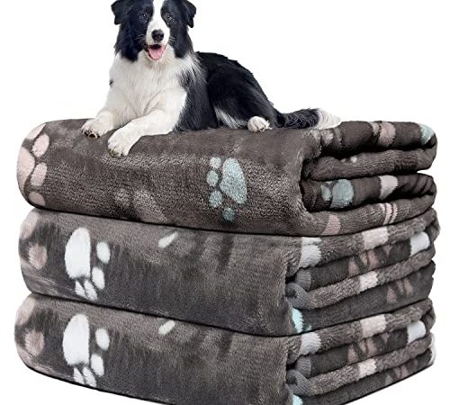 Hundedecke Sofa, wasserdichte Decke Für Sofa, Hundedecke Flauschig, Fleecedecke Hunde, 3 Pack Weiche Warme Haustier Decken, Mit niedlichem Knochen-Druck,Für eine Vielzahl von Haustieren,106*76CM