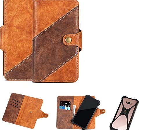 K-S-Trade Schutz Hülle Für OnePlus 6T Handy-Hülle Schutz-Hülle Bookstyle Case Wallet-Case Kompatibel Mit OnePlus 6T Handy Cover Bumper Kantenschutz Smartphone Dunkelbraun Braun 1x