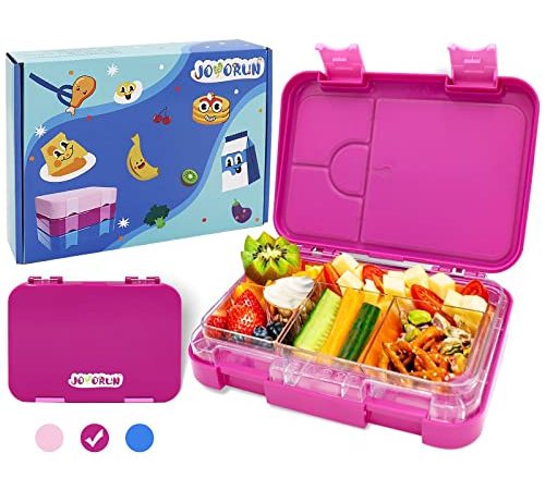 Kinder Brotdose Bento Box mit 4+2 Fächern, herausnehmbare Innenschale, BPA-Frei, mikrowelle/spülmaschinenfest , für Kindergarten, Schule, Ausflüge (Rot)