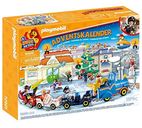 PLAYMOBIL Adventskalender 70901 Duck ON Call - Adventskalender für Kinder, Inkl. Spielzeug-Lok mit Waggons, Spielzeug für Kinder ab 3 Jahren