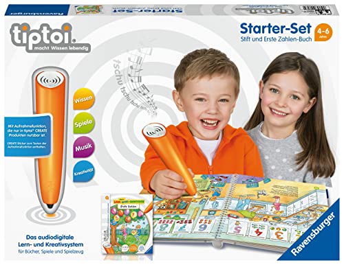 Ravensburger tiptoi Starter-Set 00803: Stift und Erste Zahlen-Buch - Lernsystem für Kinder ab 4 Jahren: tiptoi® Stift mit Aufnahmefunktion und Buch „Erste Zahlen“