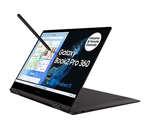 Samsung Galaxy Book2 Pro 360 33,78 cm (13,3 Zoll) Notebook (Intel Core Prozessor i7, 16 GB RAM, 256 GB SSD, Windows 11 Home) inklusive 36 Monate Garantie [Exklusiv bei Amazon], Graphite