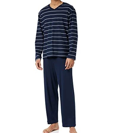 Schiesser Herren Schlafanzug Lang" Pyjamaset, Blau (Dunkelblau 803), 52 EU