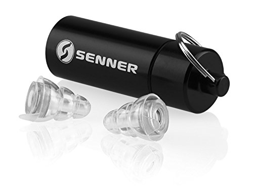 Senner MusicPro - Gehörschutz für Festival, Konzert und Disco, Alubehälter, clear/transparent - Gehörschutzstöpsel/Hörschutz Erwachsene - Gehörschutz Arbeitsschutz, Ohrstöpsel Musik, Earplugs