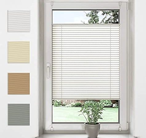 Sonello Plissee Klemmfix ohne Bohren 85cm x 120cm Weiß Faltrollo Plisseerollo Jalousie für Tür & Fenster Blickdicht Sichtschutz Sonnenschutz Fertifplissee Rollo