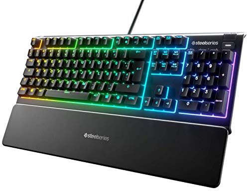 SteelSeries Apex 3 - Gaming Tastatur - 10-Zonen RGB-Beleuchtung - Premium magnetische Handballenauflage - Deutsches (QWERTZ) Layout