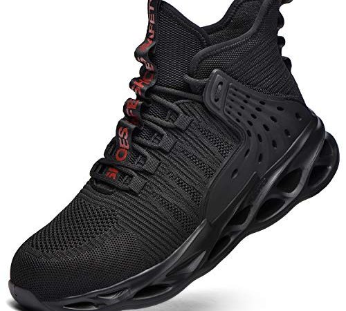 TimGoss Arbeitsschuhe Herren Damen s3 Sicherheitsschuhe Leicht Sportlich Atmungsaktiv Stahlkappen Schutzschuhe 787 Black 43