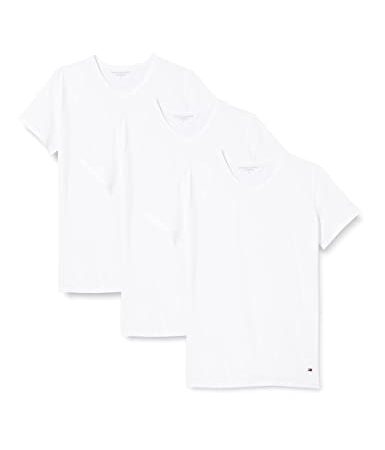 Tommy Hilfiger Herren 3er-Pack T-Shirts Stretch Vn Tee Ss 3 PKack V-Ausschnitt, Weiß (White), L