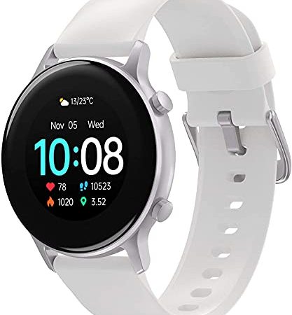 UMIDIGI Urun S Smartwatch Fitness Tracker, wasserdichte Fitnessuhr Smart Watch mit Blutsauerstoff-Monitor(SpO2),Pulsuhr,Schlafmonitor,Schrittzähler,Stoppuhr für Damen und Herren (Gletscher Weiß)