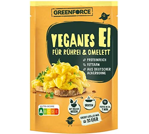 Veganes Ei-Ersatz Pulver von GREENFORCE | pflanzlicher Eierersatz perfekt für Rührei & Omelette | Ei-Alternative aus deutscher Ackerbohne | Proteinreich, Glutenfrei & Vegan